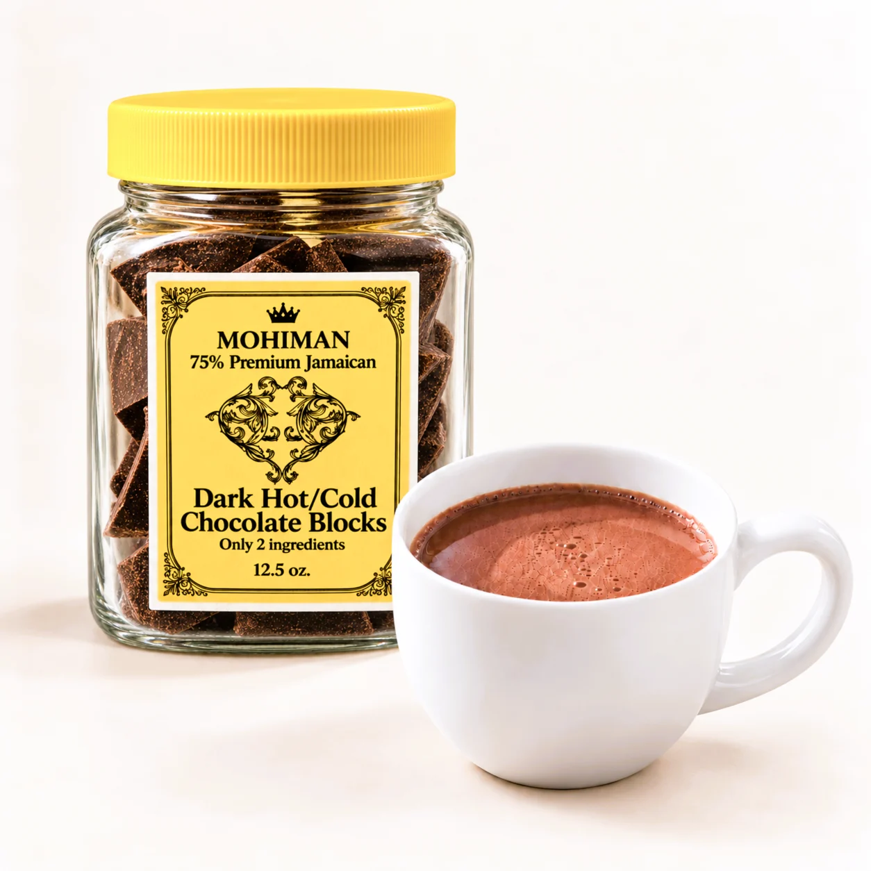 75% Jamaican Dark Drinking Hot Chocolate Blocks (12.5oz)